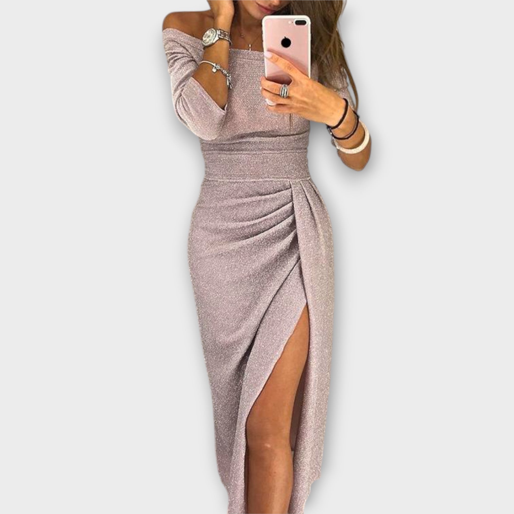 Azja – Rochie Elegantă de Damă Off-Shoulder Croi Ajustat Evenimente