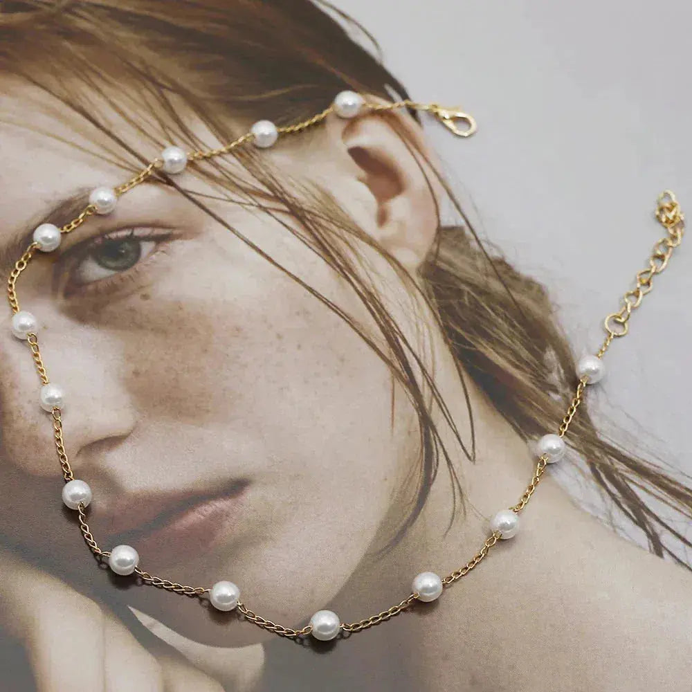 Colier Elegant de Damă din Aur cu Perle