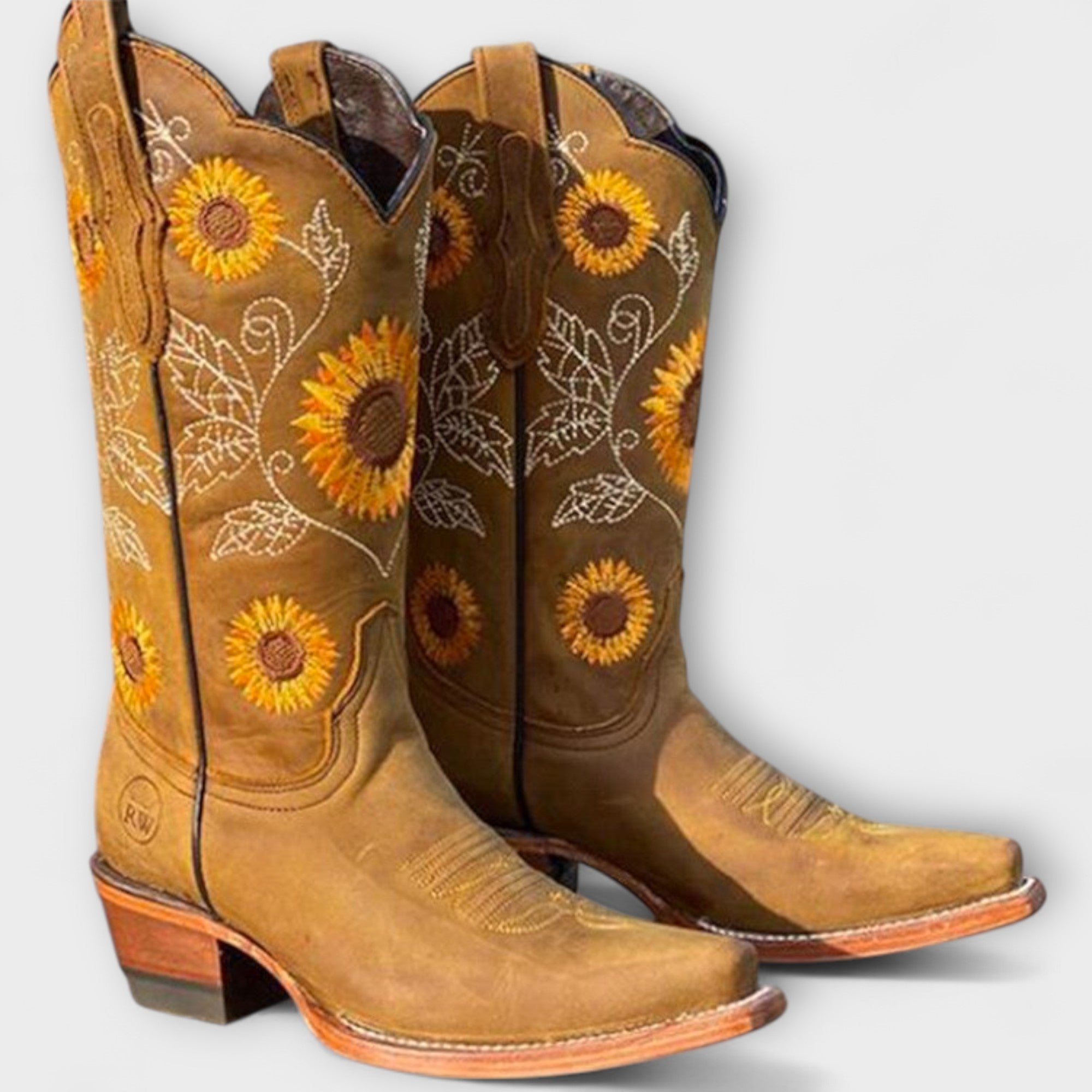 Sofia Delane – Botine de Damă Western cu Toc Stil Sunbloom