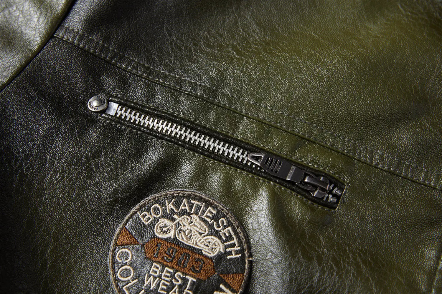 Tobias – Jachetă de Motocicletă Bărbați din Piele Roșu-Maro cu Patch-uri