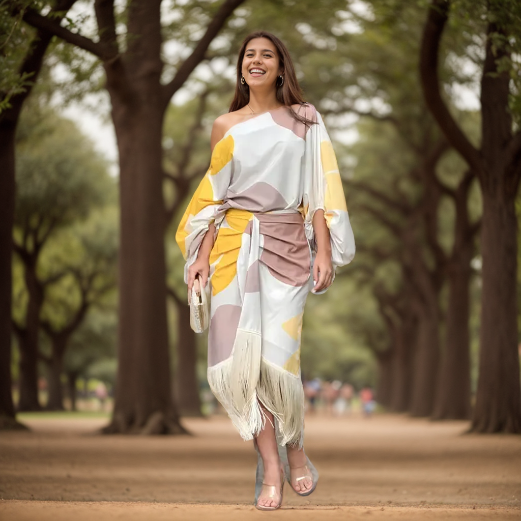 Talia – Rochie de Damă Satinată Elegantă cu Volane Asimetrice