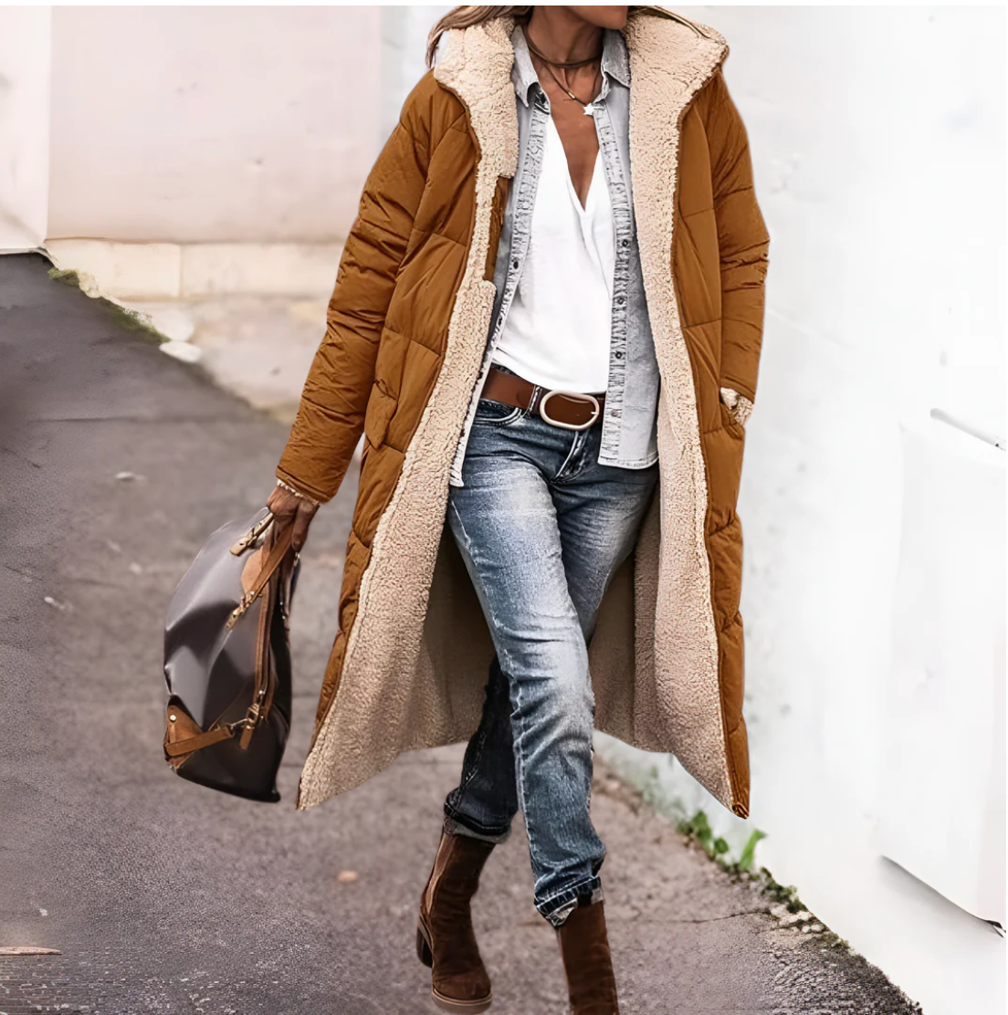 Arana – Parka de Damă Dublă cu Căptușeală Sherpa și Stil Matlasat