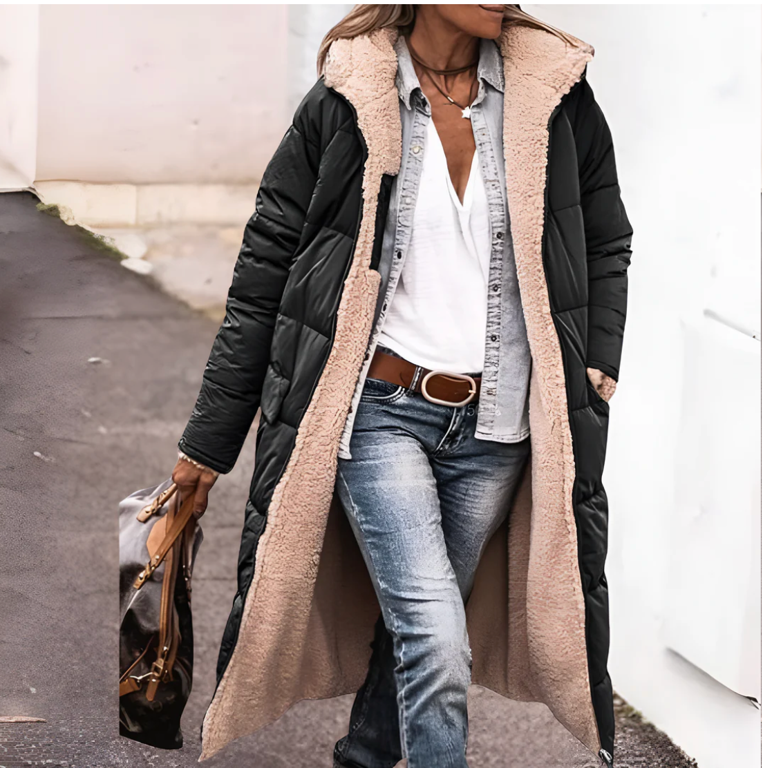 Arana – Parka de Damă Dublă cu Căptușeală Sherpa și Stil Matlasat