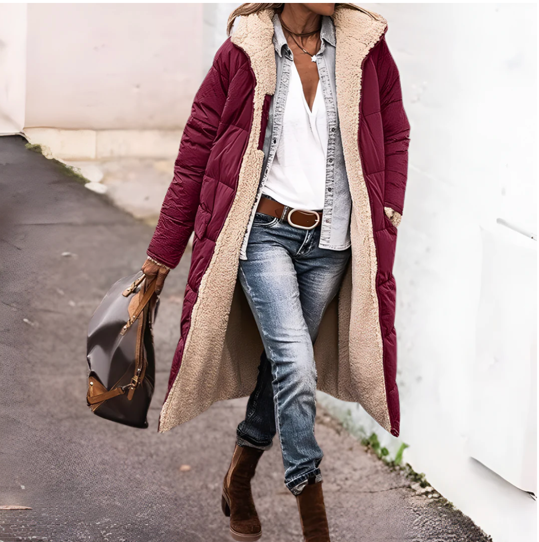 Arana – Parka de Damă Dublă cu Căptușeală Sherpa și Stil Matlasat