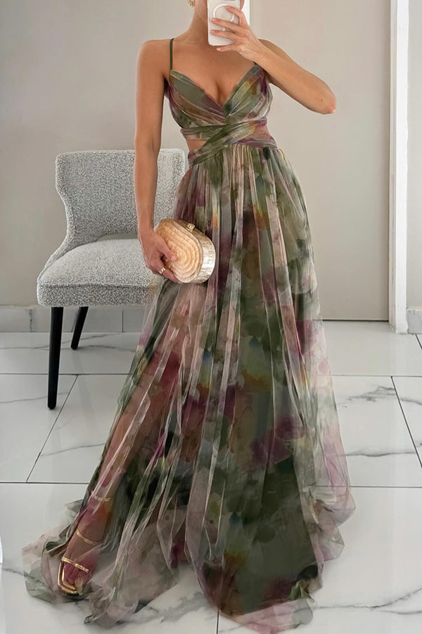 Arabel – Rochie de Damă Elegantă Lungă cu Imprimeu Floral