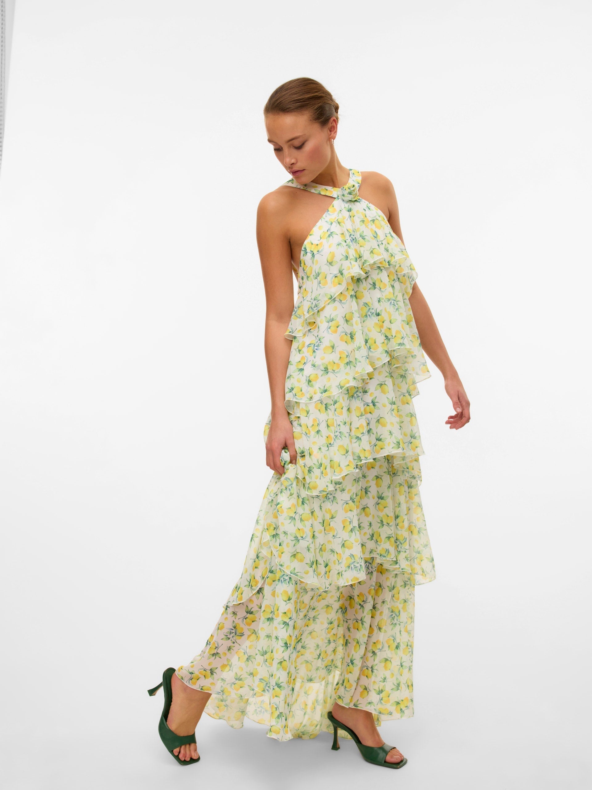 Vera – Rochie Maxi de Damă cu Volane Stratificate Elegantă