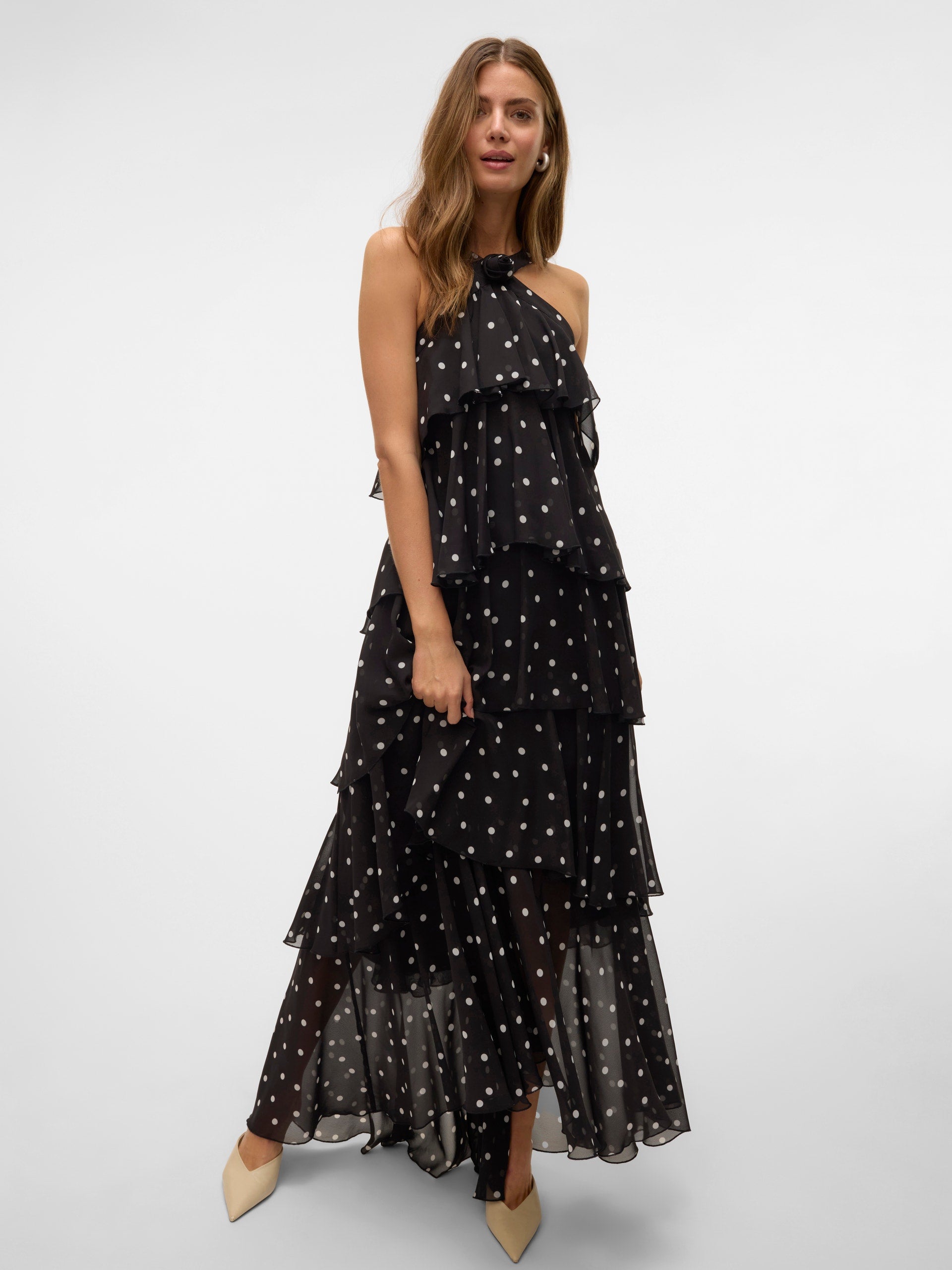 Vera – Rochie Maxi de Damă cu Volane Stratificate Elegantă