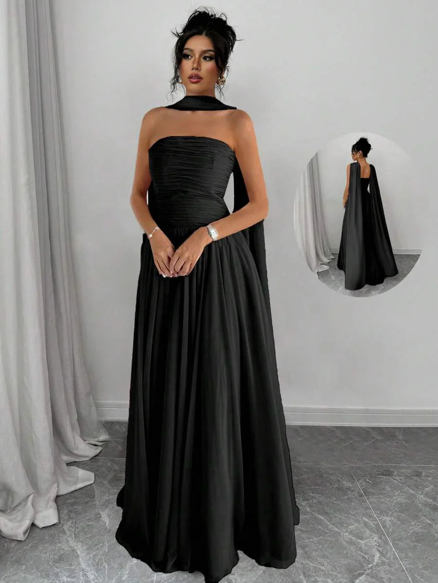 Alessia – Rochie de Damă Maxi Elegantă Sculptată Fără Bretele