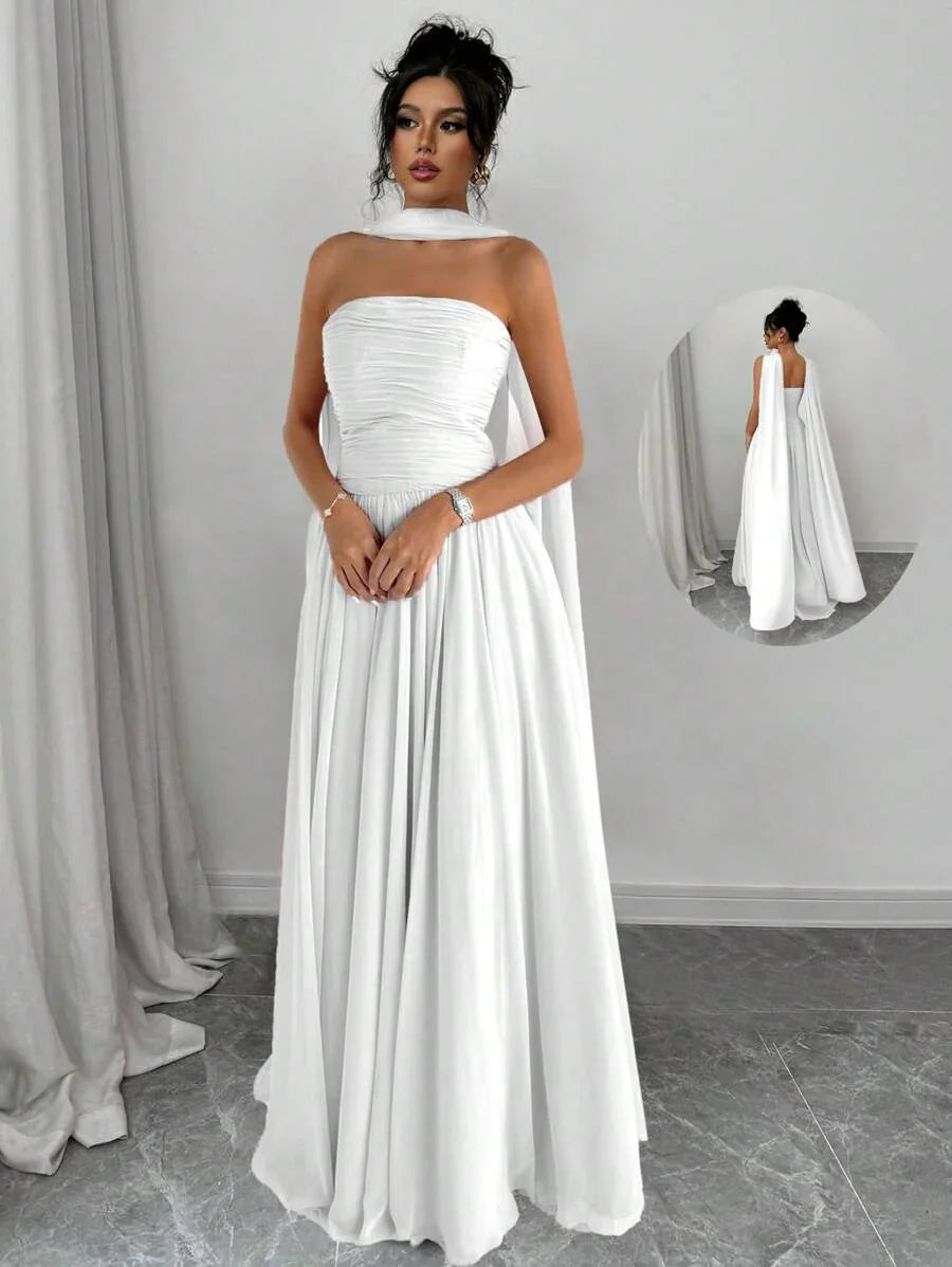 Alessia – Rochie de Damă Maxi Elegantă Sculptată Fără Bretele