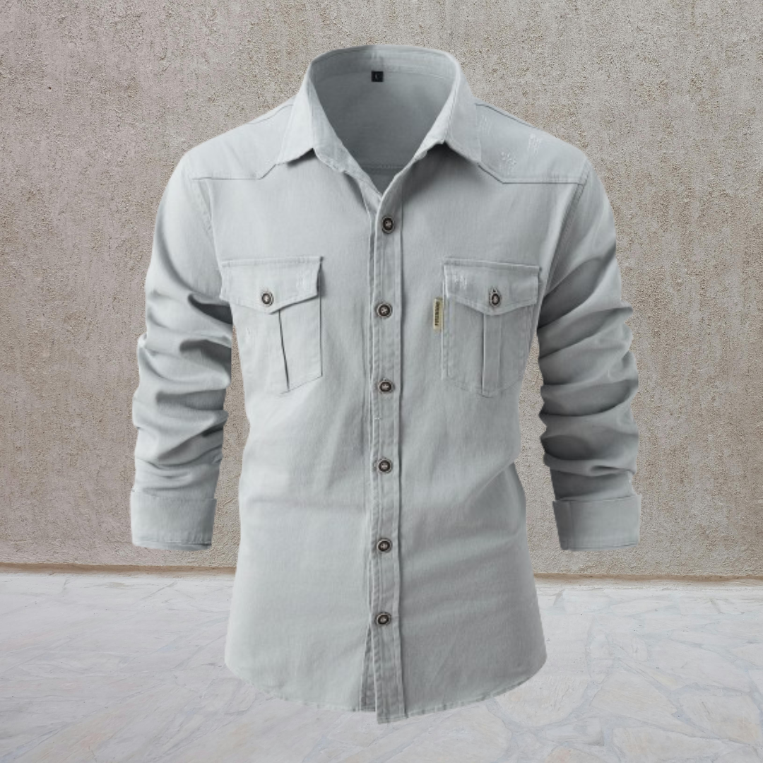 Lothar – Cămașă de Bărbați din Bumbac cu Guler Înalt Elegantă