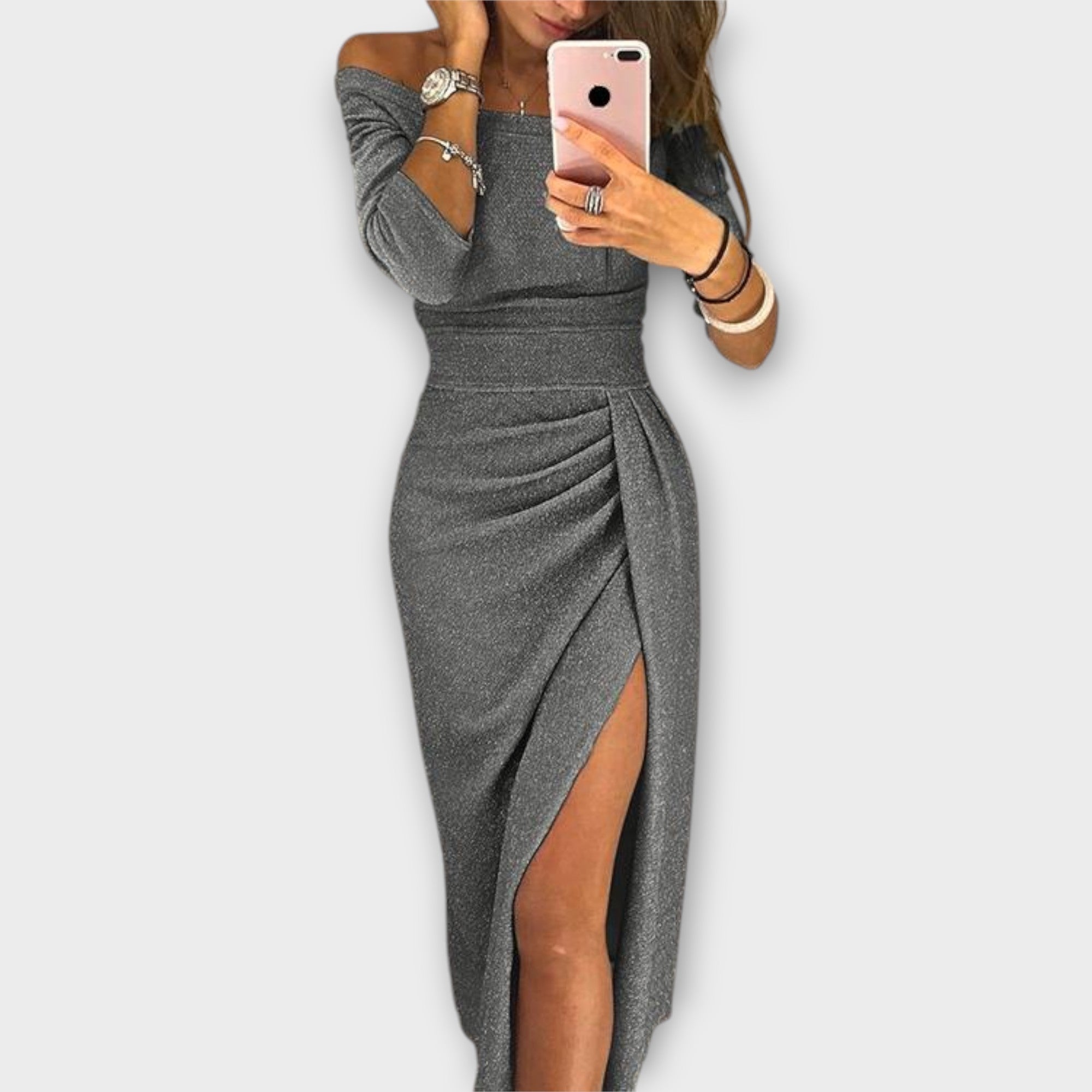 Azja – Rochie Elegantă de Damă Off-Shoulder Croi Ajustat Evenimente