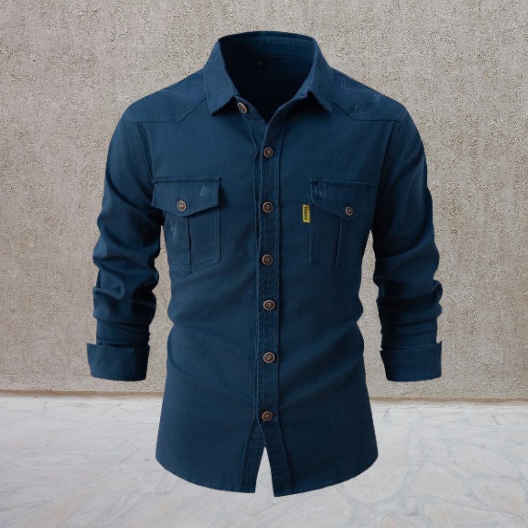 Lothar – Cămașă de Bărbați din Bumbac cu Guler Înalt Elegantă