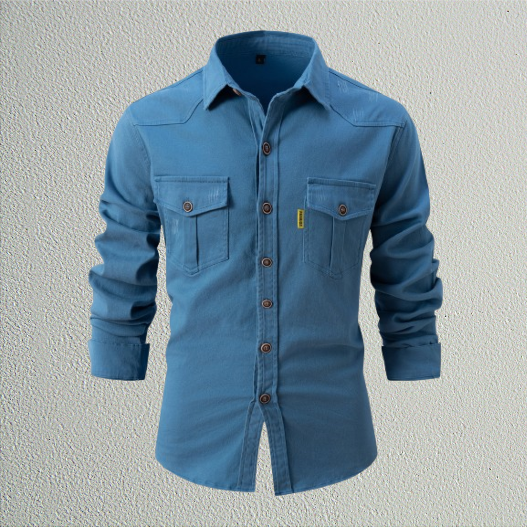 Lothar – Cămașă de Bărbați din Bumbac cu Guler Înalt Elegantă