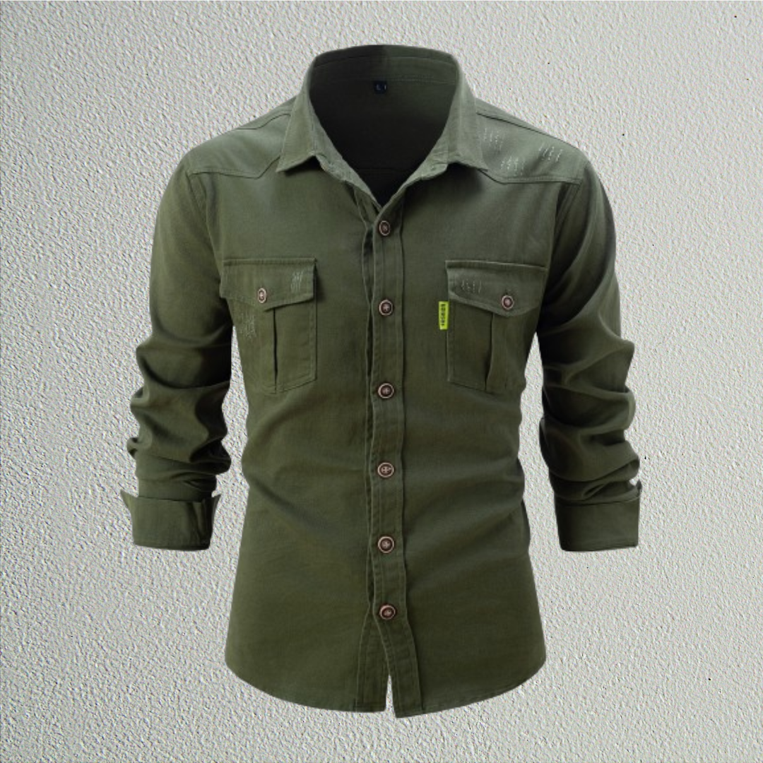 Lothar – Cămașă de Bărbați din Bumbac cu Guler Înalt Elegantă