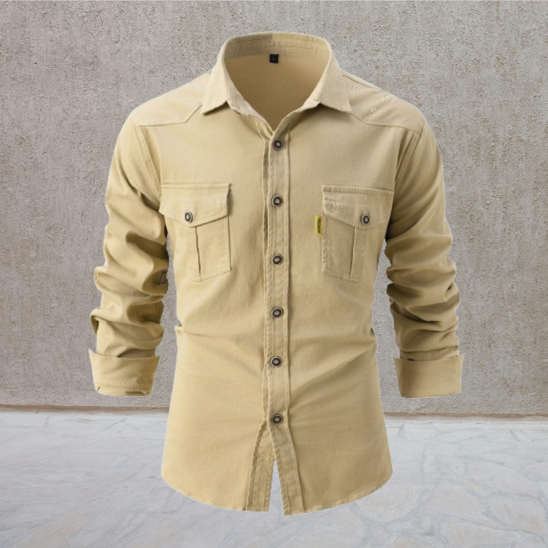 Lothar – Cămașă de Bărbați din Bumbac cu Guler Înalt Elegantă