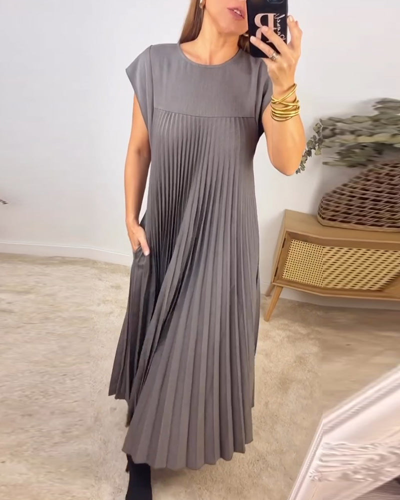 Amada – Rochie de Damă Elegantă Fără Mâneci cu Plisaje