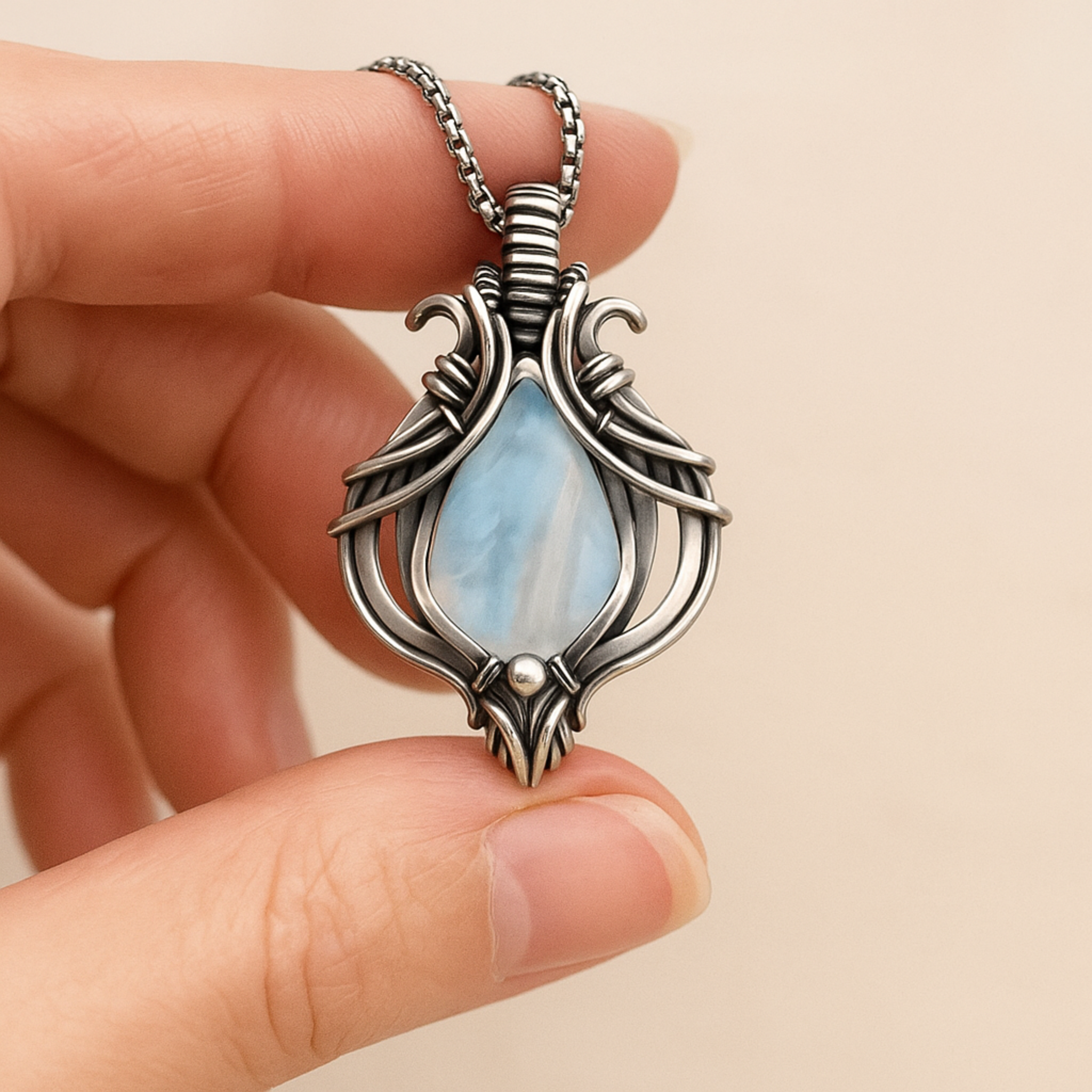 Colier Vintage Albastru din Argint