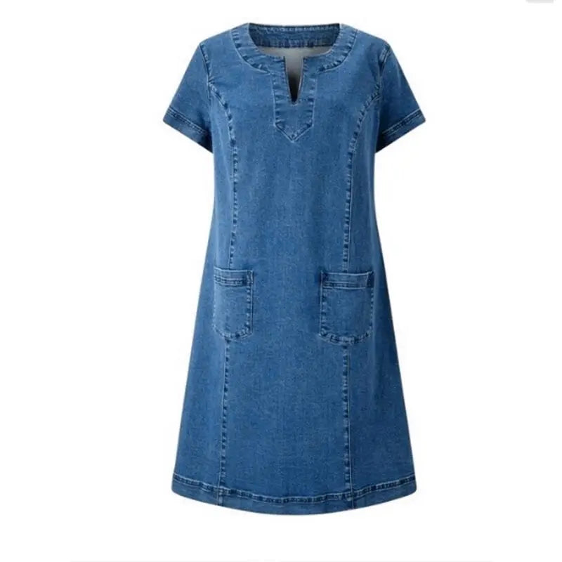 Raquel™ | Rochie tunică din denim cu buzunare