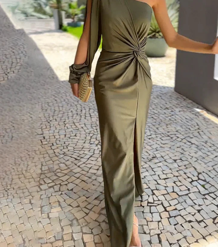 Alisa – Rochie de Damă Elegantă Lungă cu Umăr Asimetric