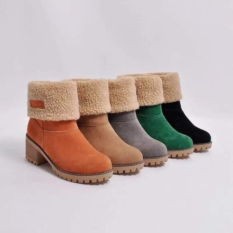 Ardia – Botine de Damă Elegante cu Fleece Călduros și Toc Bloc