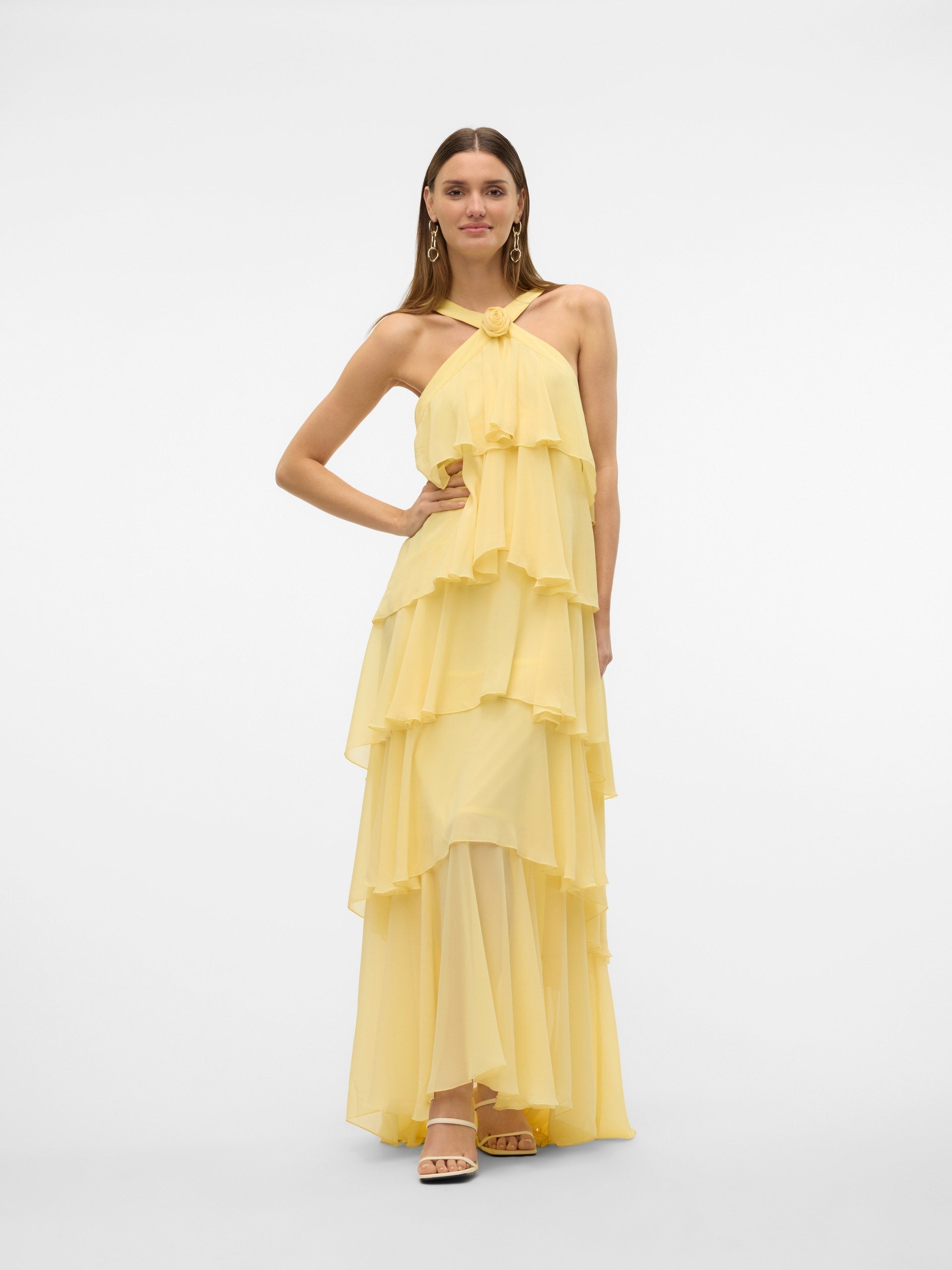 Vera – Rochie Maxi de Damă cu Volane Stratificate Elegantă