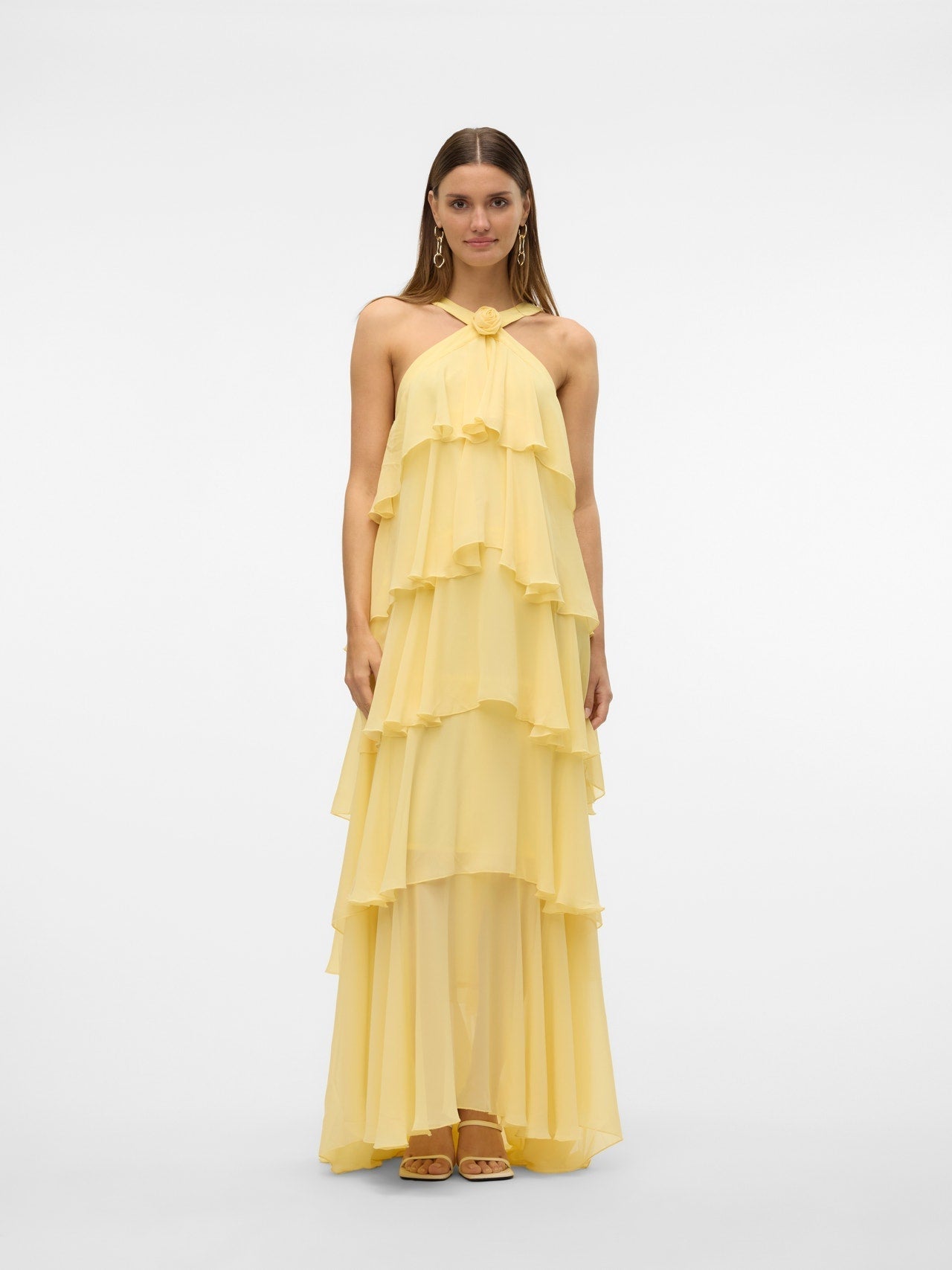 Vera – Rochie Maxi de Damă cu Volane Stratificate Elegantă